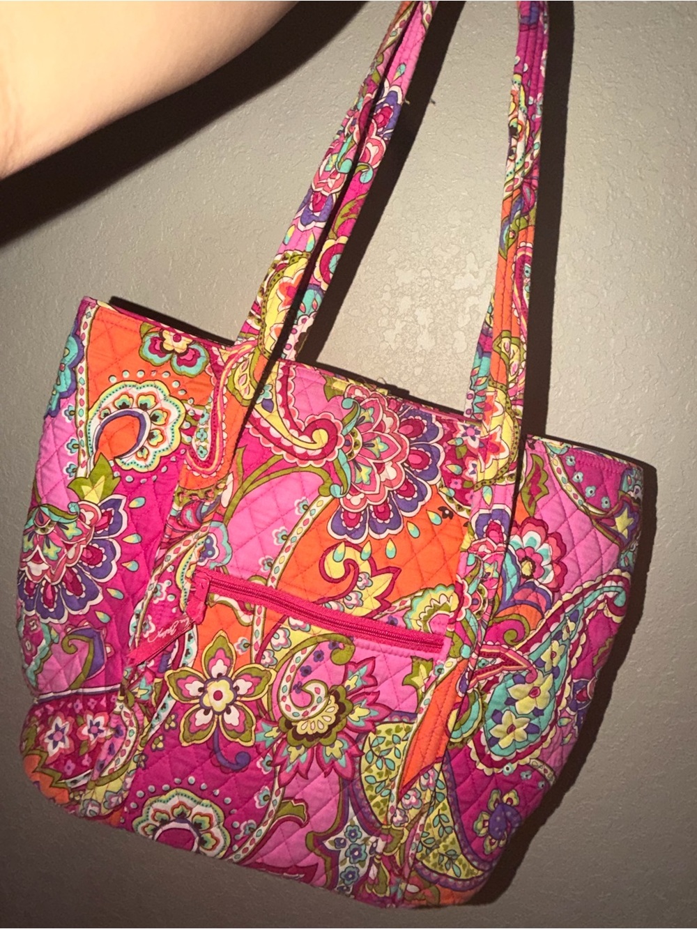 Vera Bradley Pink & Orange Quilted Shoulder Tote